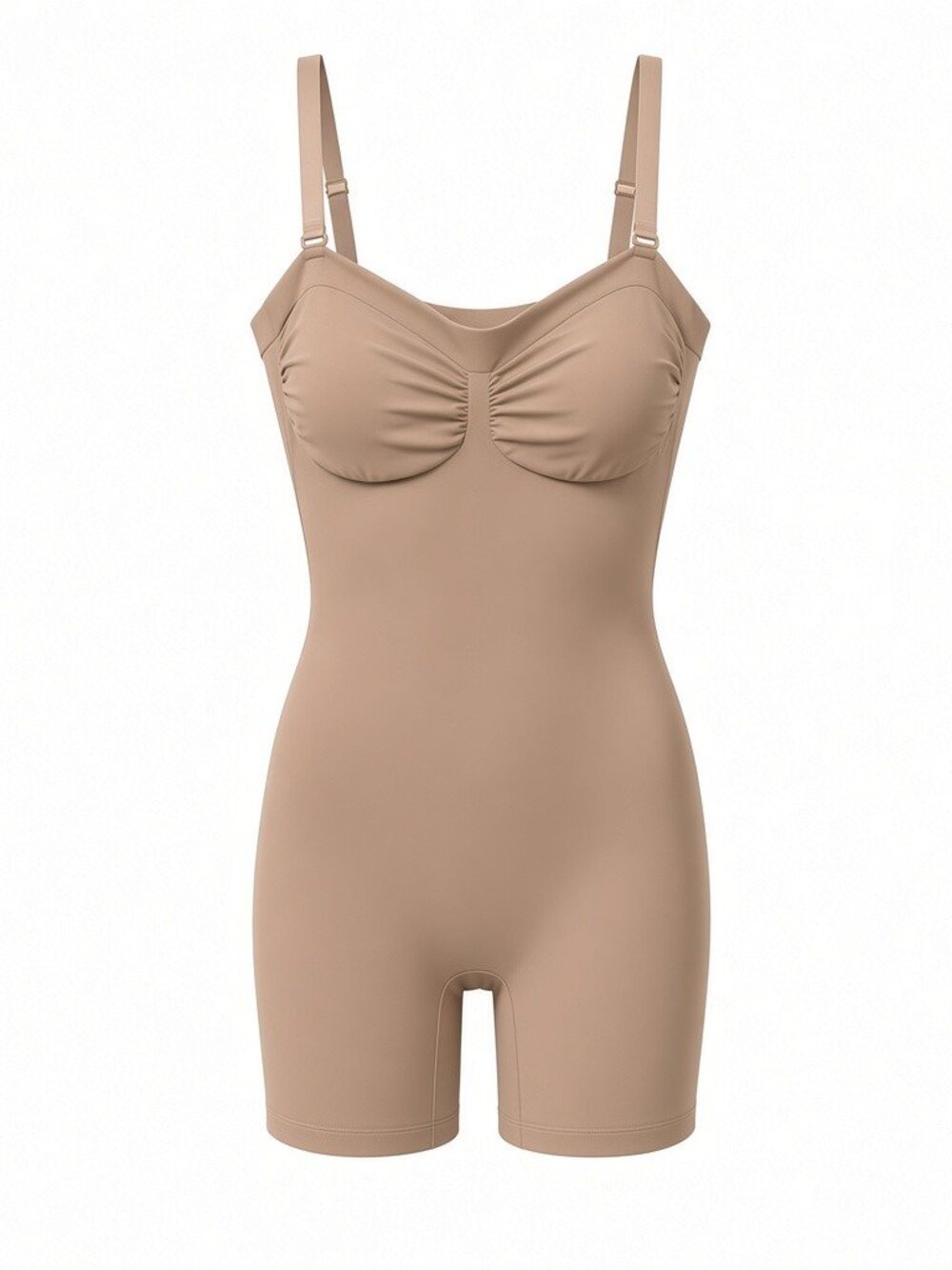 Seamless Bodysuit Romper Biker Short Shapewear Nude Tan Size 2X/3X